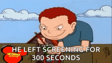a cartoon of a boy holding a pencil in his hand .