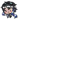a pixel art drawing of a girl with long blue hair and sunglasses .