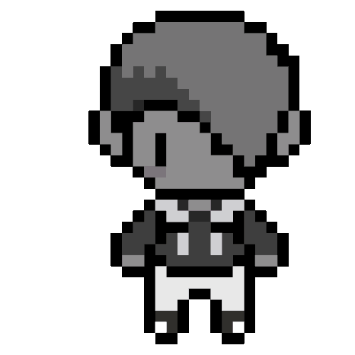 a pixel art of a person in a suit and tie .