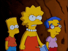 bart simpson , lisa simpson and mike simpson are standing next to each other