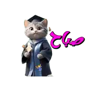 a cat is wearing a graduation cap and gown and holding a diploma