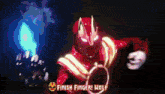 a picture of a red superhero with the words finish finger wolf below him