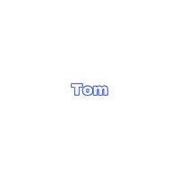 a white background with the word tom in blue letters