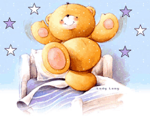 Forever Bear Jumping On Bed GIF - Forever Bear Jumping On Bed Stars GIFs