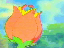 a painting of a flower with a yellow center