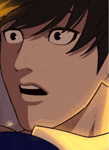 a close up of a person 's face with a surprised expression