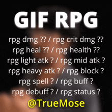 a poster that says ' gif rpg ' in white letters on a black background