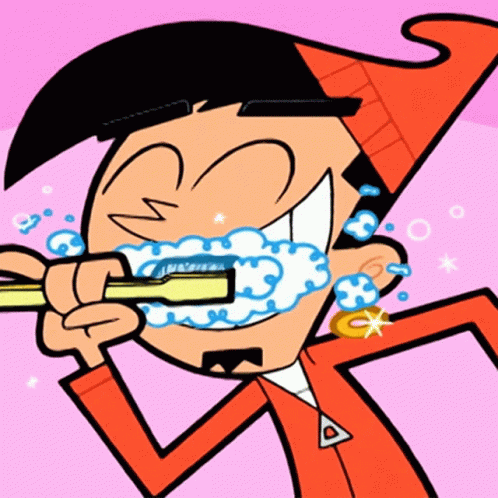 cartoon brushing teeth