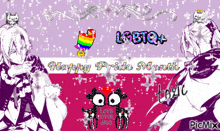 a lgbtq+ happy pride month graphic with a rainbow heart