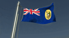 a blue flag with a red white and blue union jack