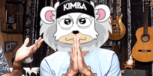 a cartoon character wearing a kimba hat is praying