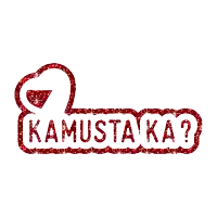 a red glittery sign that says kamusta ka