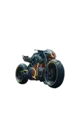 a futuristic motorcycle with glowing lights on the tires