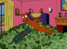 The Pets Are Also... Rolling In Money - The Simpsons GIF