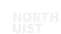 a white background with the words north uist written on it .