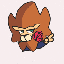 a cartoon character with a rose and the word rizz