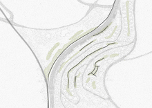 a black and white map of a residential area with the letter l in the middle