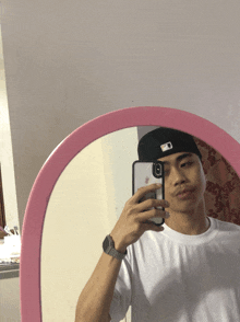 a man taking a picture of himself in the mirror