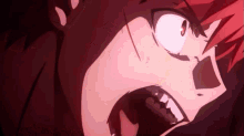 a close up of a red haired anime character 's face