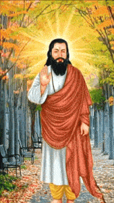 a painting of a man with a beard wearing a white robe