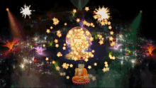 a painting of a buddha surrounded by stars