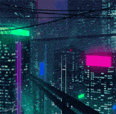a drawing of a futuristic city at night with a sign that says " ダイヤラ "