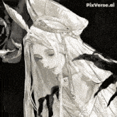 a black and white drawing of a woman with pixverse.ai written above it