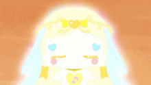 a cartoon drawing of a girl with hearts on her face
