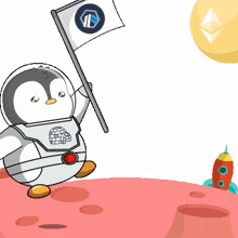 moon space crypto bitcoin penguin