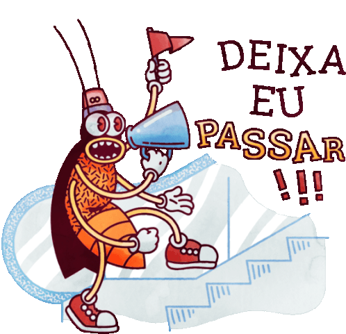 Cockroach On Escalator Says Let Me Through In Portuguese Sticker - Oscaris Coming Deixe Eu Passar Google Stickers