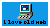 a computer icon that says i love old web on a blue background