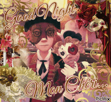 a greeting card that says good night mon cheri on it