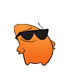 a cartoon character is wearing sunglasses and dancing .