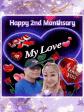 a picture of a man and woman with the words happy 2nd monthsary my love