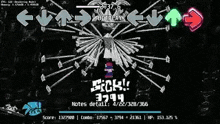 a screenshot of a video game with arrows pointing in different directions and scores .