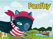 a cartoon illustration of a cat with the name panthy above it