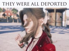 a picture of a woman with the words they were all deported