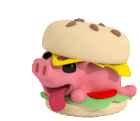 Rosa Pig Burger Cute Sticker - Rosa Pig Burger Cute Fat Stickers