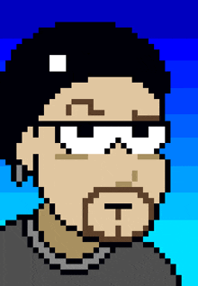 a pixel art of a man with a beard