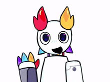 a cartoon drawing of a robot in a car holding a cell phone
