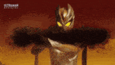 a cartoon character from ultraman is holding a black object in his hand
