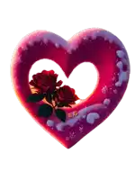 a red heart with two red roses in it and the letters a & c on the bottom