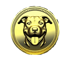 a gold coin with a picture of a dog with its tongue out