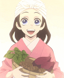 Happy Memories With A Girl Smiling And Holding Vegetables GIF
