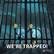 Were Trapped Mugman GIF - Were Trapped Mugman The Cuphead Show GIFs