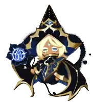 a cartoon character is wearing a black and gold outfit