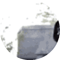 a close up of a white car in a circle .