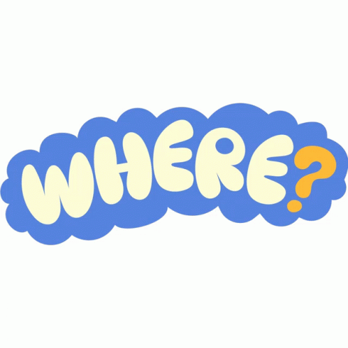 Where where in white bubble letters with yellow question mark inside