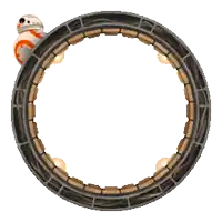 a picture of a circle with a robot in the middle