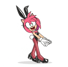 amy rose from sonic the hedgehog is dressed as a bunny